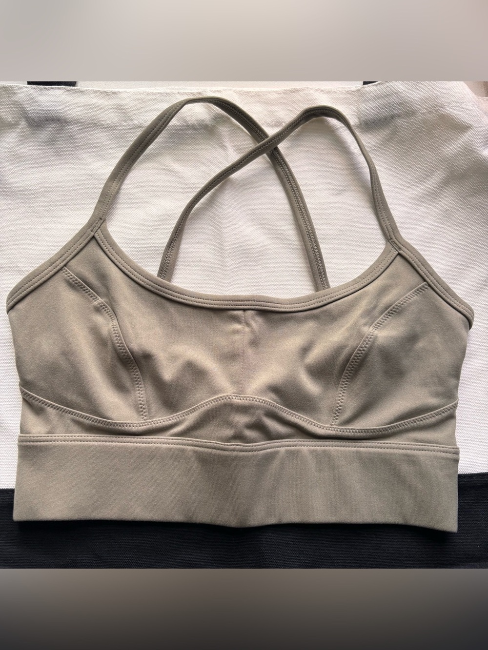 Varley Slim-Strap Sports Bra in Taupe
